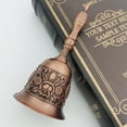 thumbnail image 4 of Copper Alloy Hand Bell Retro Carving Handbell with Non-Slip Handle Multifunctional Handbell for Classroom Wedding Seniors Bedside, 4 of 7