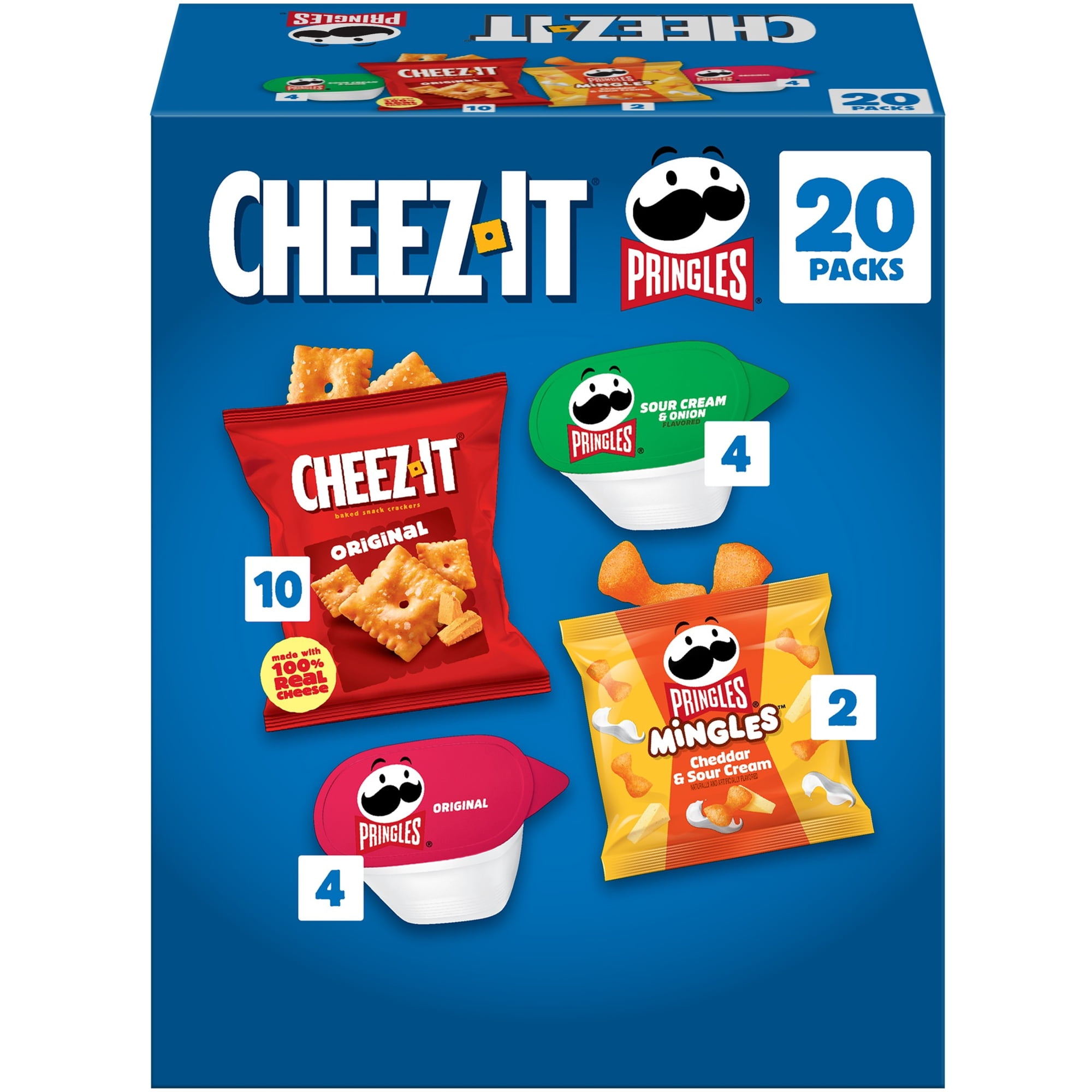 Cheez-It, Pringles Variety Pack Snacks, Lunch Snacks, 20 Count