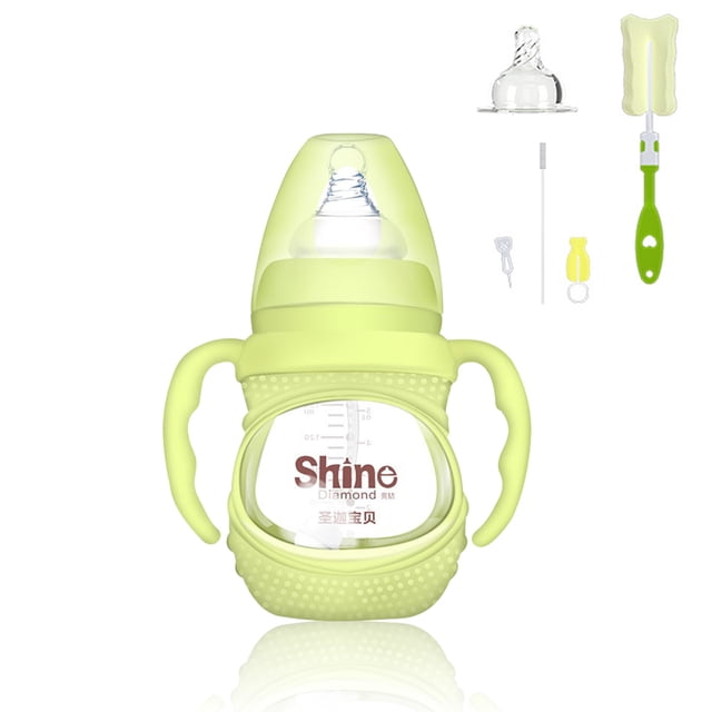 Biberón Leche para bebés Alimentador de agua Bebida para recién nacidos Aprendizaje de enfermería resistente al calor Taza de pezón para niños pequeños resistente al calor Verde, 150 ml, Tipo 3 Methold BA000333-09