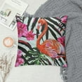 thumbnail image 2 of Awypu   Pillow Case Plush Throw Pillow Covers Square Cushion Cases Farmhouse Modern Decorative Pillowcases for Sofa Bed Couch 18x18 Inches,Tropical Palm Leaves Flamingo Hibiscus, 2 of 5