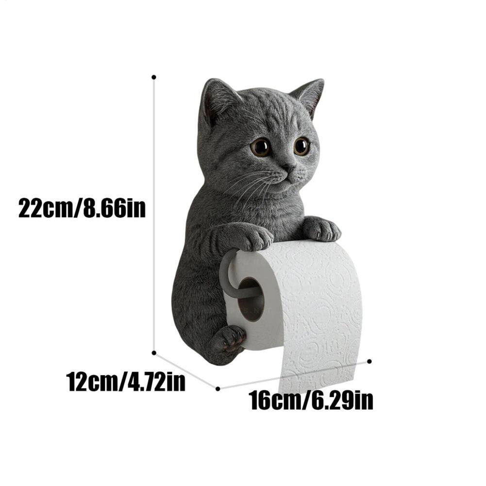 CARRFA Funny 3D Cat Toilet Roll Holder, Creative Cat Sculpture Paper Holder, Decorative Towel & Tissue Wall Mount for Bathroom Kitchen Decor Gifts for Cat Lovers