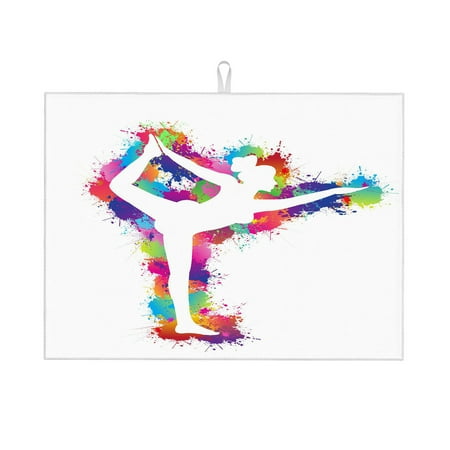 

Dish Drying Mat Yoga Dance Sport Microfiber Absorbent Drying Mats Reversible Kitchen Countertop Protector Dishes Drainer Rack Pad 18x24 Inch