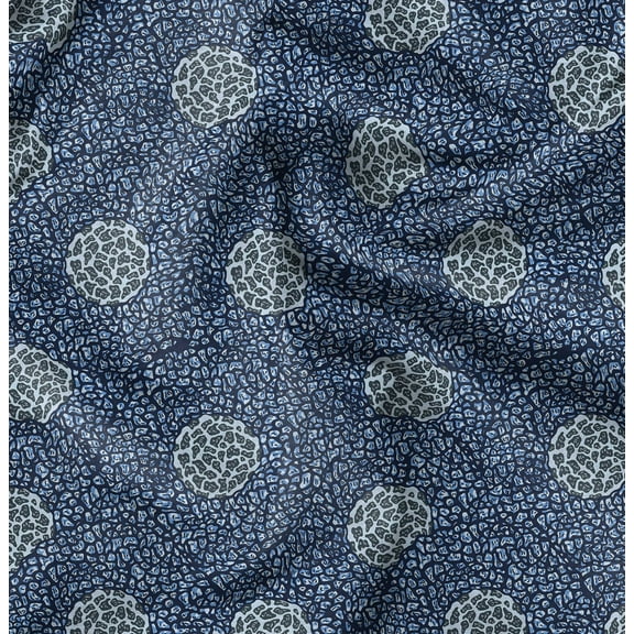 Soimoi Pure Silk Blue Fabric By the Yard - 42 Inch Wide - African Tribal Material - Artistic and Modern Patterns for Various Uses Printed Fabric