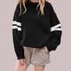 thumbnail image 1 of Cowsor Womens Varsity Striped Oversized Sweatshirt Crewneck Long Sleeve Casual Fashion Pullover Top Fall Outfits, 1 of 6