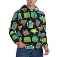 thumbnail image 2 of Naloa Geometric Dinosaur Men's Casual Hooded Collar Drawstring Hoodies Pullover Sweatshirts Casual Long Sleeve Shirts-XX-Large, 2 of 7
