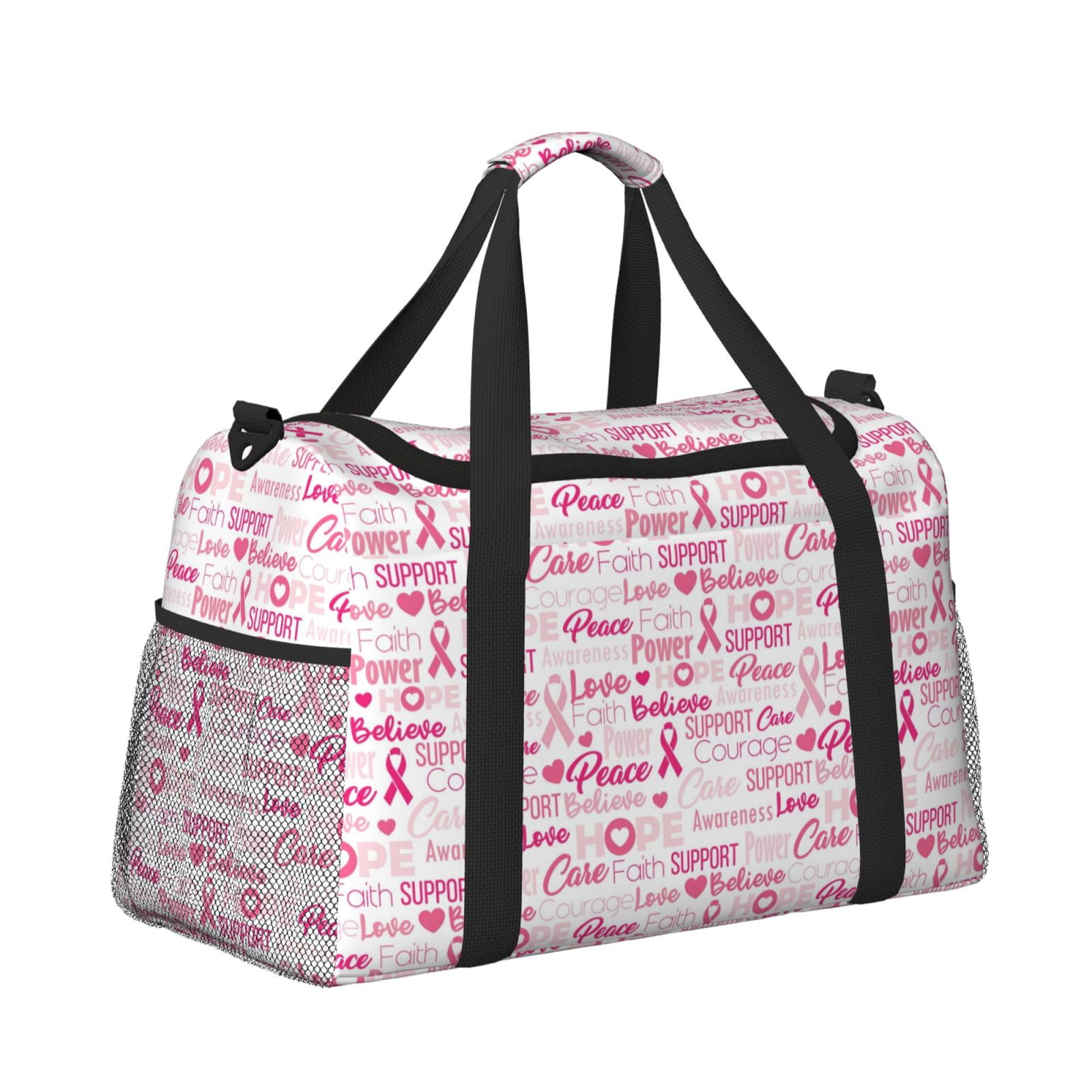 Fuzoiu Breast Cancer Ribbons Awareness Print Travel Duffle Bag,Carry On Tote Bags,Duffel Bag,Sport Gym Bag, Hospital Bag for Labor and Delivery, Overnight Bag,Luggage Bag