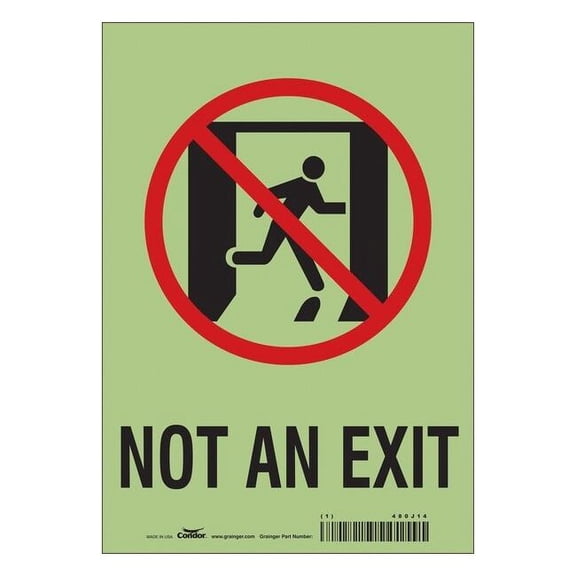 Condor Exit Sign, Vinyl, 7" W, 10" H, Not An Exit, White 480J14