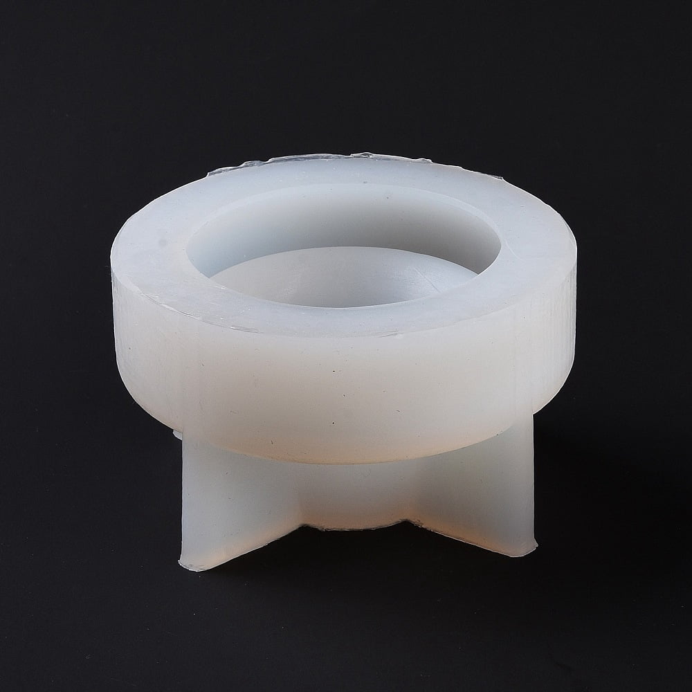 2pc DIY Round Candlestick Silicone Molds Funny Beijing Hot Pot Shaped Candle Holder Molds for Resin Gesso Cement Craft Making White 9.5x5.7cm