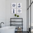 thumbnail image 5 of Nautical Canvas Wall Art Nautical Bathroom Decor Navy and White Lighthouse Decor Boat Anchor Compass Painting Pictures Prints, 5 of 6
