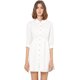 thumbnail image 1 of Vestido camisero informal con pliegues y manga 3/4 con botones Allegra K Blanco L, 1 of 6