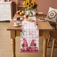 thumbnail image 2 of Red Gnomes Table Runner - 120 Inch Long Valentine Roses Love Leaves Pink Plaid Cotton and Linen Blended Dress Scarves Farmhouse Table Runner for Kitchen Dining, Coffee Table, 13" x 120", 2 of 8