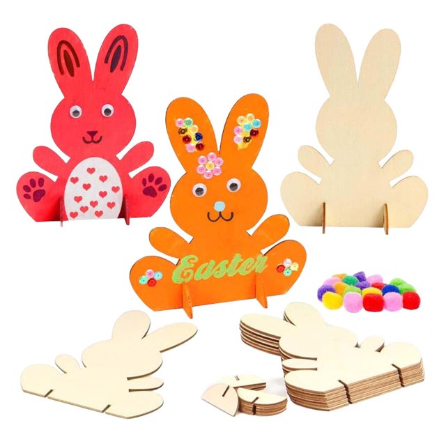 Recortes de de madera de Pascua, recortes de conejo de Pascua sin terminar para manualidades de Pascua, decoraciones de primavera de Pascua,
