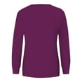 thumbnail image 5 of ZHENHONG T Shirts for Women,Fashion Casual Solid Color Round Neck Tops Long Sleeve Drop Shoulder Classic Shirt,Purple Women Blouses, 5 of 7