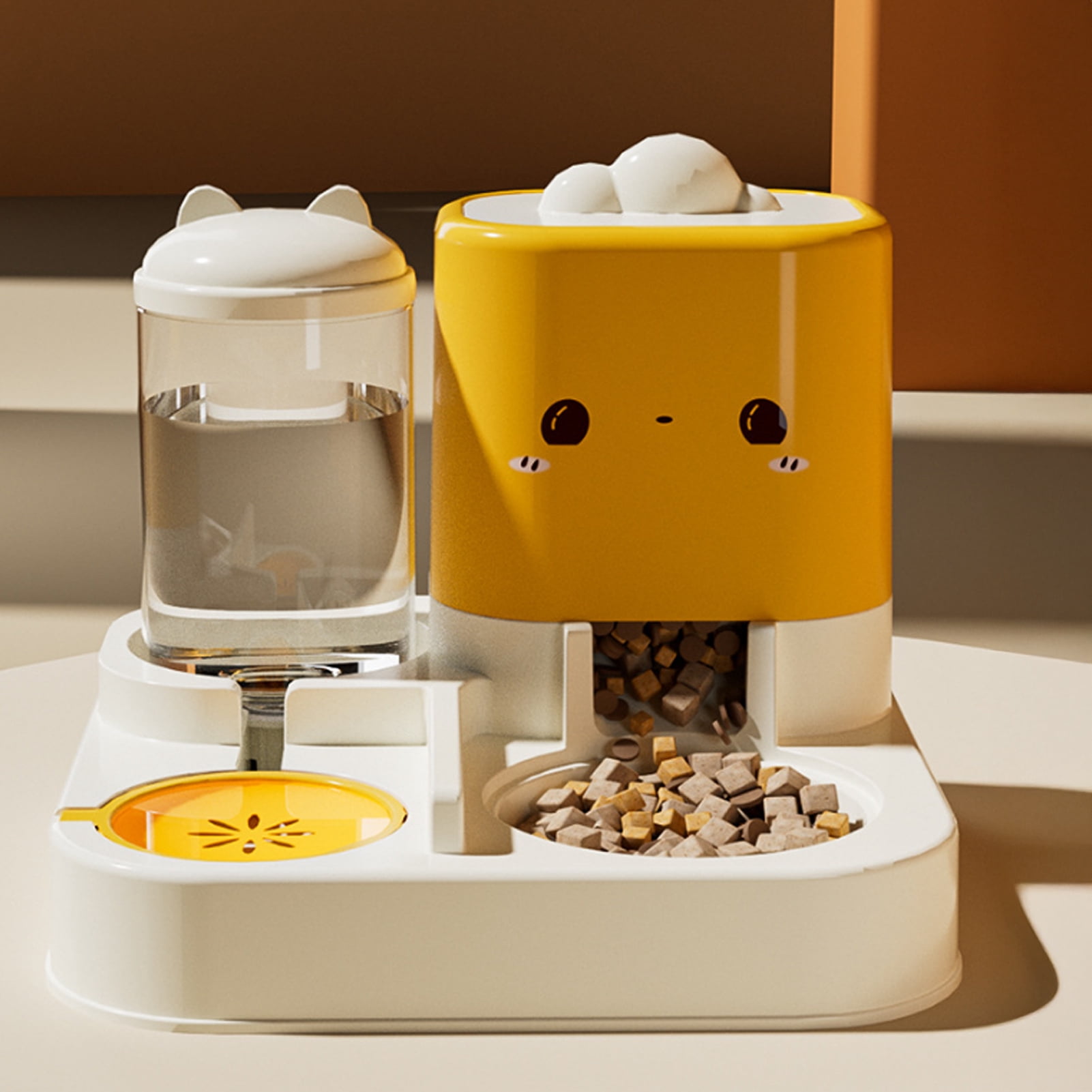 Koiauber Automatic Cat Food Feeder Water Dispenser Indoor Small Cats Dogs Puppies Food Water Feeding Bowl Pet Supplies