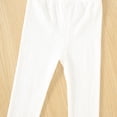 thumbnail image 5 of DJDLJWCJ Baby Girls Wide Leg Joggers Pants Elastic Waist Breathable Ribbed Casual Pants Solid Color Stretch Soft Pants White Size 12-18M, 5 of 10