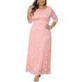 thumbnail image 4 of Agnes Orinda Women's Plus Size Easter Flowy Dresses Floral Lace Scoop Neck 3/4 Sleeves Evening Wedding Cocktail Maxi Dress 4X Pink, 4 of 6