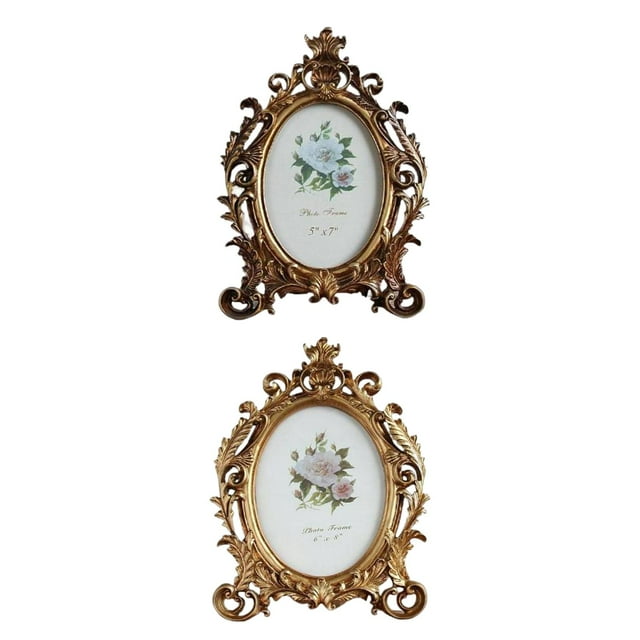 GUOOL 2 Pcs Cadre Photo Antique Support Photo Déco Cadres Photo Ovales Décoration