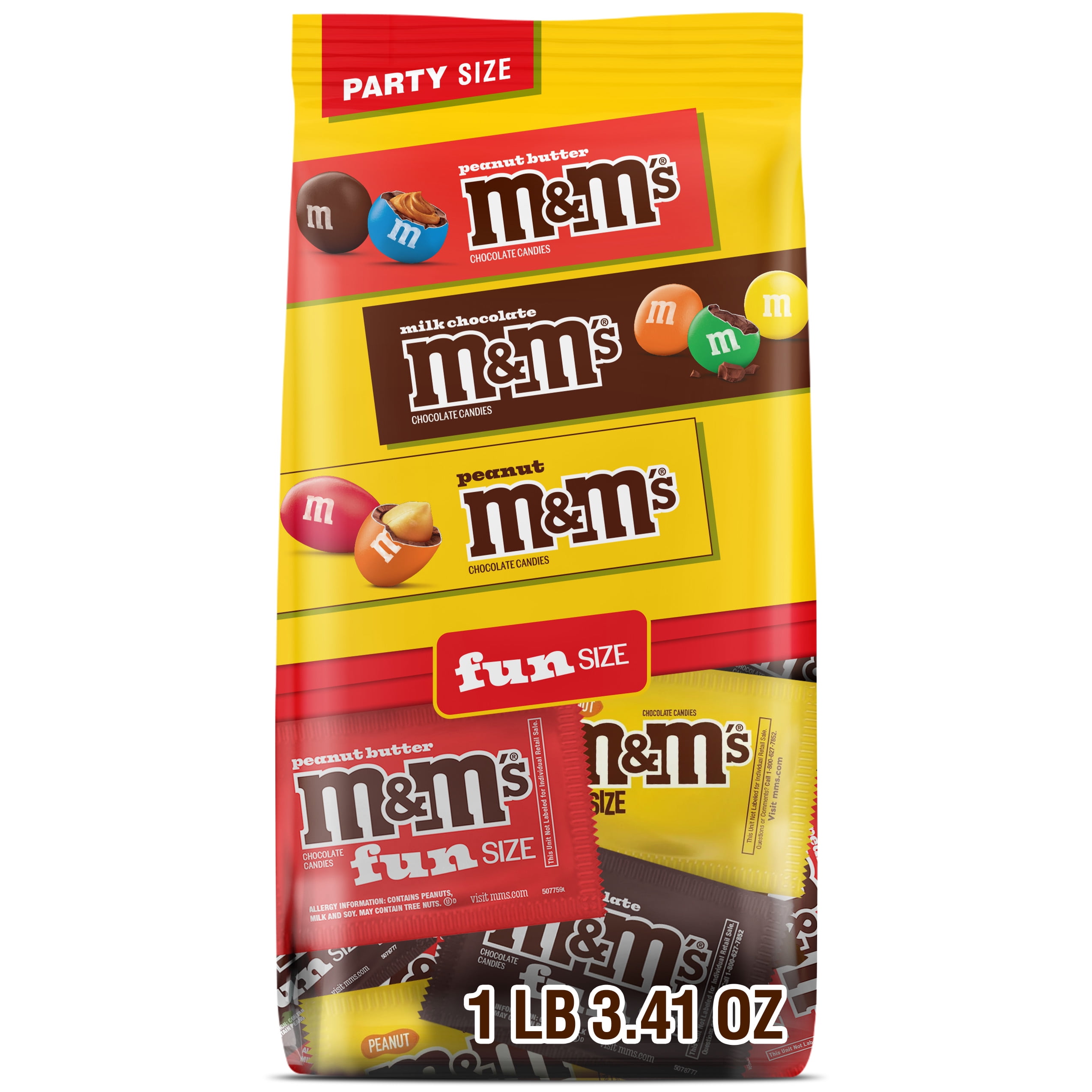 (3 pack) M&M's Milk Chocolate Candy Fun Size Variety Pack, Party Size - 19.41 oz Bulk Bag