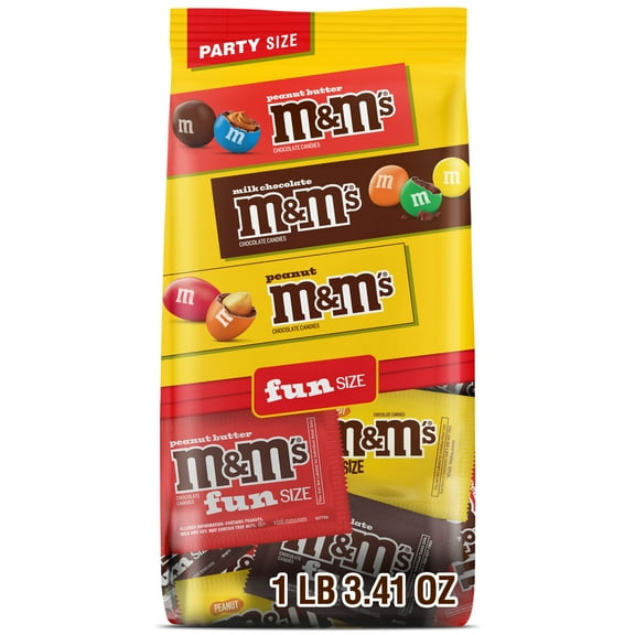 M&M's Milk Chocolate Candy Fun Size Variety Pack, Party Size - 19.41 oz Bulk Bag