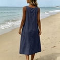 thumbnail image 6 of Zpzdpjkx Womens Cotton Linen Sleeveless Midi Dress, Crew Neck Button Front Cami Dress with Pockets, 6 of 7