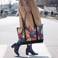 thumbnail image 4 of FORMRS Canvas Laptop Tote Bag for Women with 15.6" Computer Compartments Shoulder Handbag, Blue Vibrant Leaves Pattern, 4 of 7