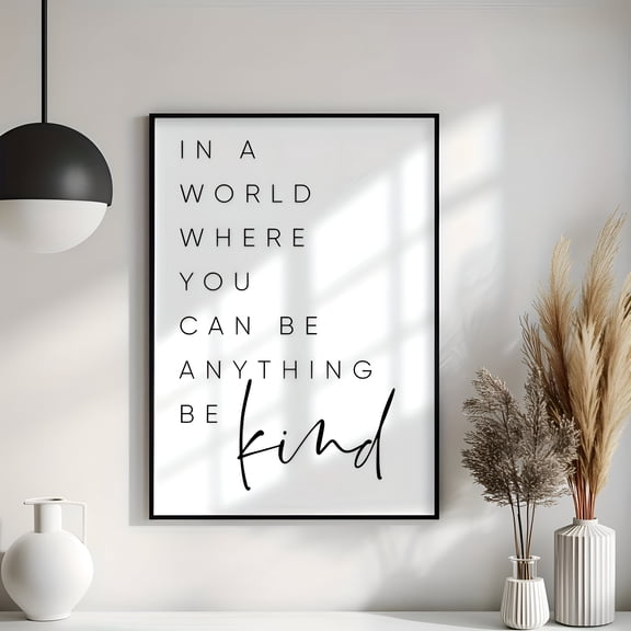 Be Kind Inspirational Quote Wall Art Minimalist Typography Decor for Home Bedroom Living Room Office, UNFRAMED 8x12