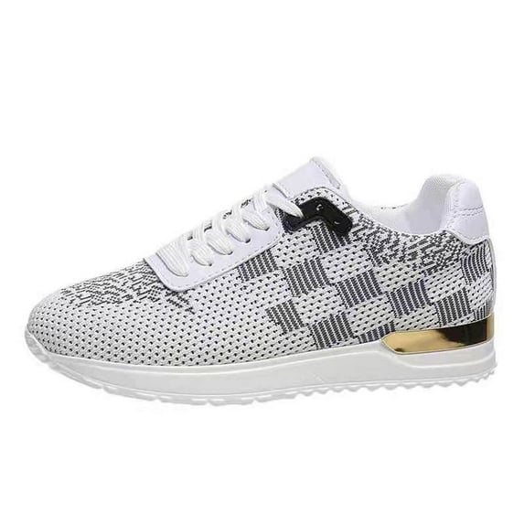 asdoklhq Sneakers for Women,Autumn New Style Fashion Casual Plaid Color Matching Women's Sports Wind Mesh Single Shoes