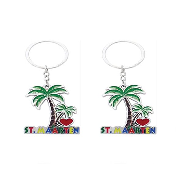 Key Chain Caribbean St. Maarten Palm Tree Souvenir Keychain - Best key ring Gift or Collectors Idea