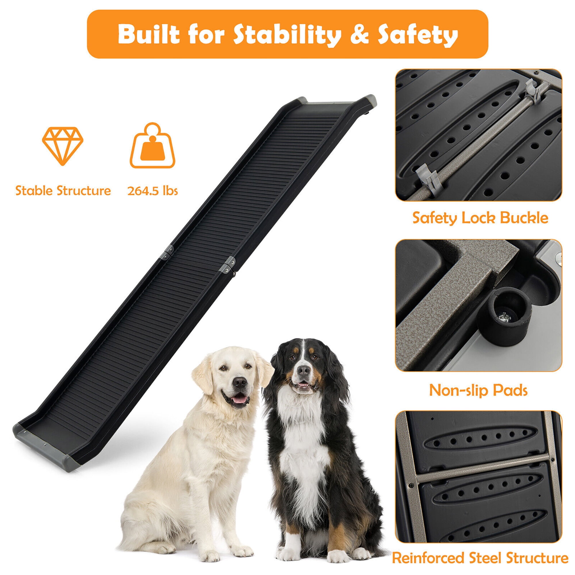 Gymax 63 Upgrade Folding Pet Ramp Portable Dog Ramp w Steel Frame For SUV Truck Car Walmart