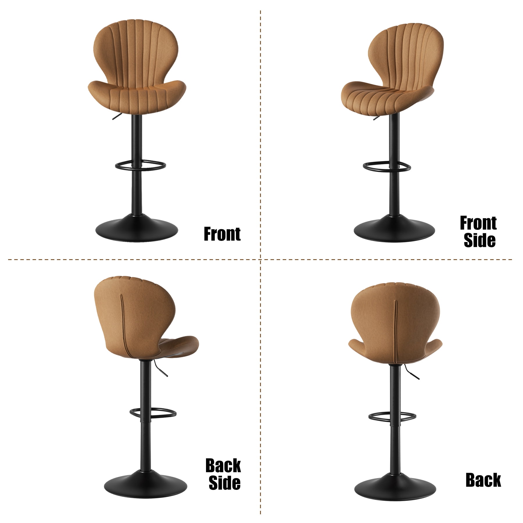 Hawsaiy Bar Stools Set of 3, Modern Swivel Bar Chairs with Mid Back and Adjustable Seat Height,Brown