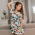 thumbnail image 3 of Fotbe Color Balls Bata de Dormir para Mujer con Estampado, Camisón de Algodón de Manga Corta, Ropa de Dormir Casual, 3 of 6