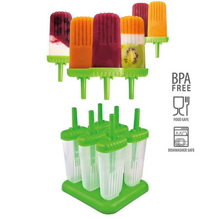Reactionnx Popsicle Ice Mold Maker Set - 6 Pack No BPA Reusable Ice Cream DIY Pop Molds Holders with Tray and Sticks Popsicles Maker Fun for Kids and Adults Best for Party Indoor and (Best Popsicle Stick Jokes)