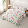 thumbnail image 3 of Erosebridal Rainbow Kawaii Dinosaur Quilt King,Cartoon Cactus Cute Dino King Coverlet Set For Teens,3 Pieces, 3 of 7