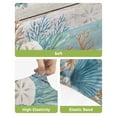 thumbnail image 4 of Teal Brown Beach Coastal Bar Stool Covers Set of 4, Summer Nautical Coral Shell Botanical Vintage Stretch Bar Chair Covers with Backs, Removable Pub Counter Chair Cover for Kitchen Dining Room Cafe, 4 of 7