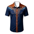 thumbnail image 3 of Kiijoy Boys Western Cowboy Shirt Short Sleeve Button Down Shirt Top, Navy, 11-12 Years, 3 of 3