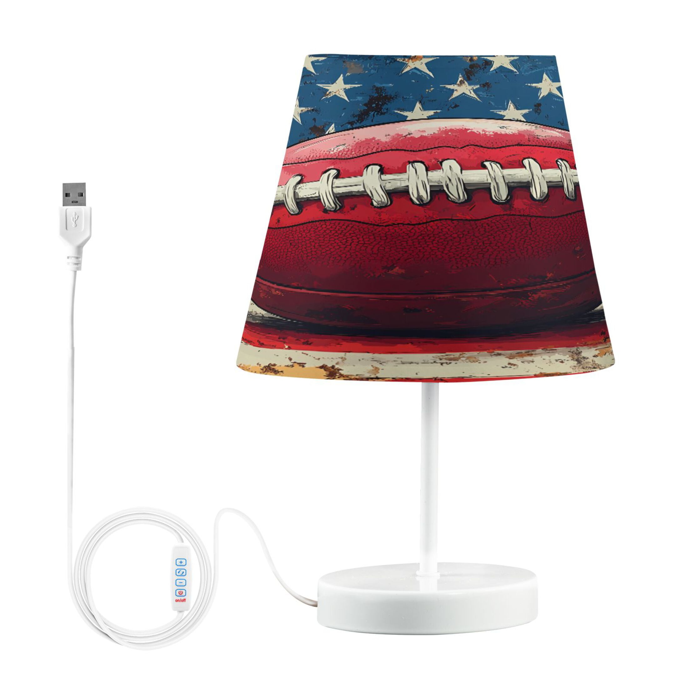 LED Desk Lamp Football on American Flag Table Nightstand Lamps with 3 Color Temperatures for Home Bedroom Living Room Decor 6x11