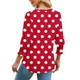 thumbnail image 3 of Scyoekwg Vintage Polka Dots Print Blouses for Women Puff Sleeve V Neck Tunic Shirts with Smocked Dressy Casual 3/4 Length Sleeve Womens Tops (Red,XXL), 3 of 4