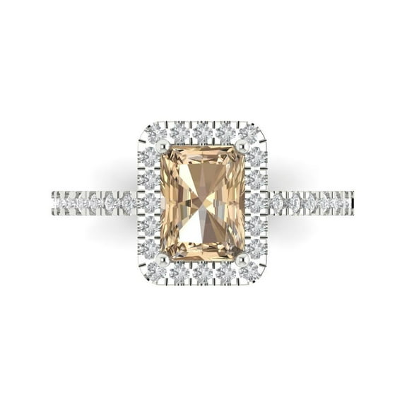 Clara Pucci 14K White Gold 1.86ct YellowMoissanite Halo Ring for Women