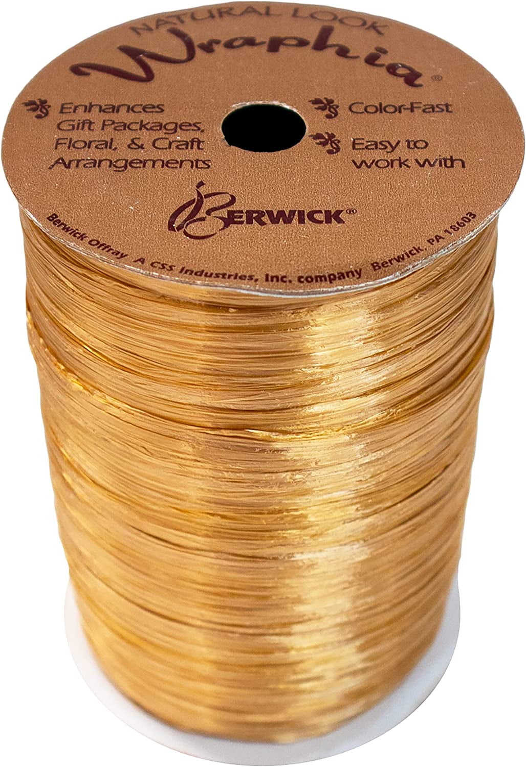 Pearlized Raffia Ribbon Roll 100 Yards for Kraft Packaging and Decoration (Gold)