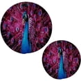 thumbnail image 7 of SKYSONIC Colorful Purple Peacock Trivet Round Hot Pads, Set of 2 Feathers Tail Pot Holder Heat Resistant Trivets Cotton Thread Weave Mats for Kitchen Counter Hot Dishes Pot Teapot Table Decor, 7 of 7