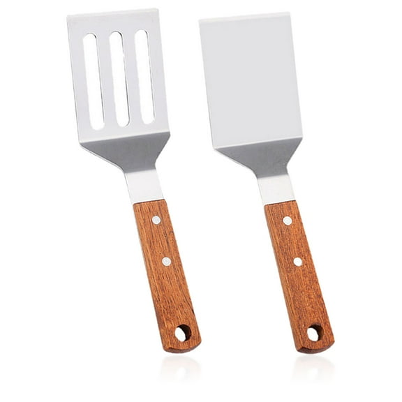 ifundom Round Handle Metal Spatula Stainless Steel Cooking Kitchen Tools 2Pcs
