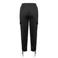 thumbnail image 6 of Ndbuld Cargo Pants Womens Casual Solid Color Pants Straight Wide Leg Trousers Pants Cargo Pants with Pocket,S,Black, 6 of 7