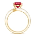 thumbnail image 2 of Rosec Jewels Lab Grown Ruby Wedding Bridal Ring Set - AAAA Grade Certified - Ruby Engagement Ring with Band - with Jewelry Box, 18K Yellow Gold, US 10.00, 2 of 8