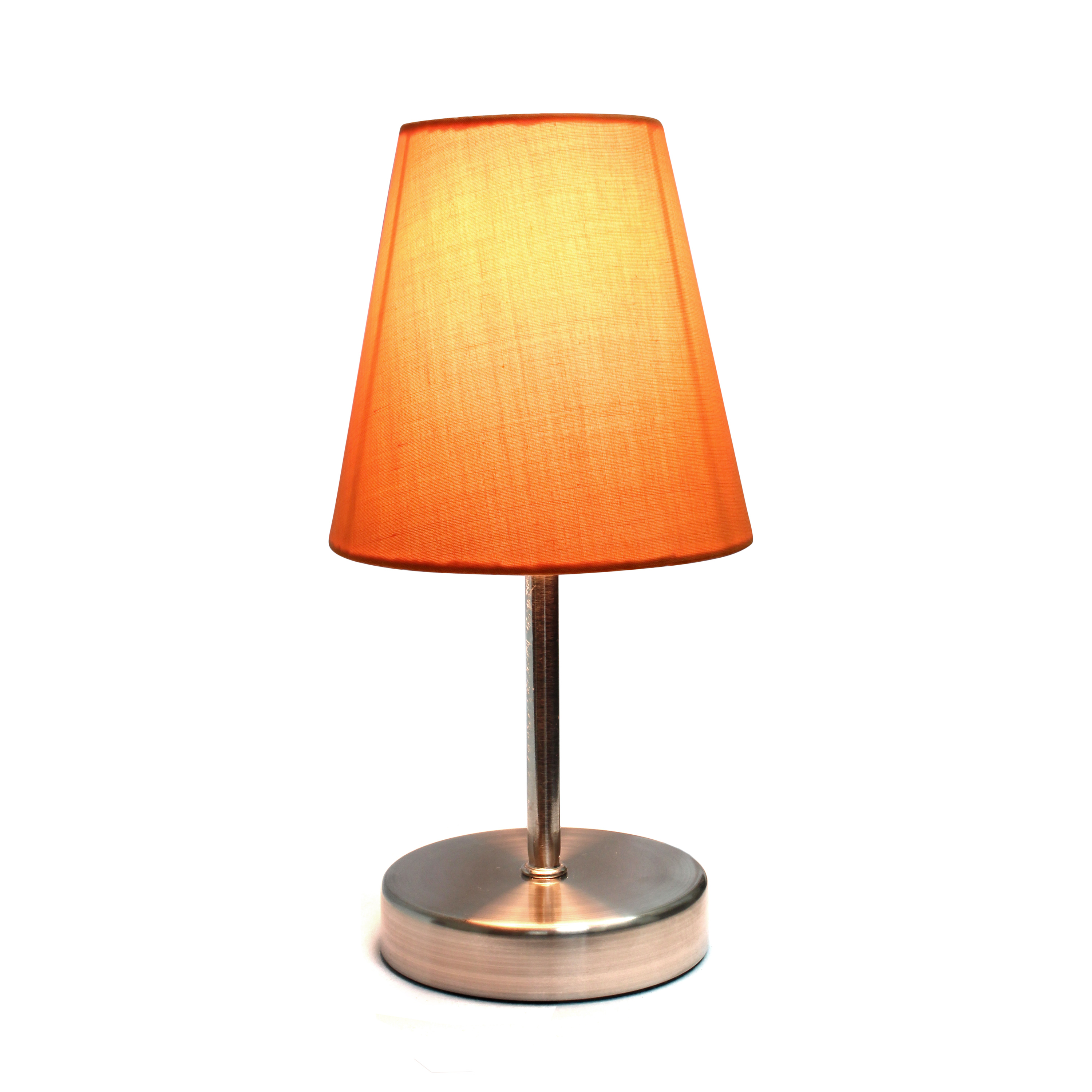 Creekwood Home 10.5" Iconic Duo Mini Sand Nickel Table Lamp Two Pack Set, for End Tables, Nightstands, Offices, Orange Shades