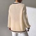 thumbnail image 5 of Yzengfg Ladies' College Style Color Block V Neck Sweater Relaxed Fit For Casual Wear Beige, 5 of 5