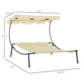 thumbnail image 3 of Outsunny Patio Double Chaise Lounge Chair, Outdoor Wheeled Hammock Daybed with Adjustable Canopy and Pillow for Sun Room, Garden, or Poolside, Beige, 3 of 8