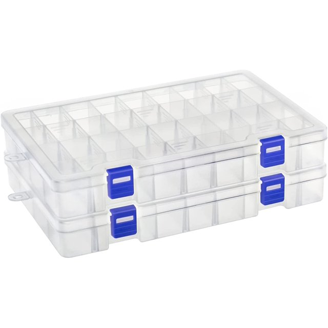Caja de almacenamiento de plástico Joyero Casillero de almacenamiento Caja de almacenamiento de plástico ajustable Caja de plástico pequeña multipropósito (34 compartimentos x 2, transparente) esquí esquí Gafas de esquí