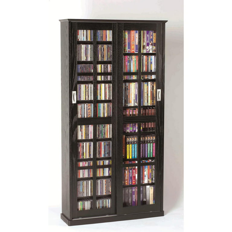 Leslie Dame Mission Multimedia Dvd/Cd Storage Cabinet With Sliding Glass  Doors-Finish:Black - Walmart.Com
