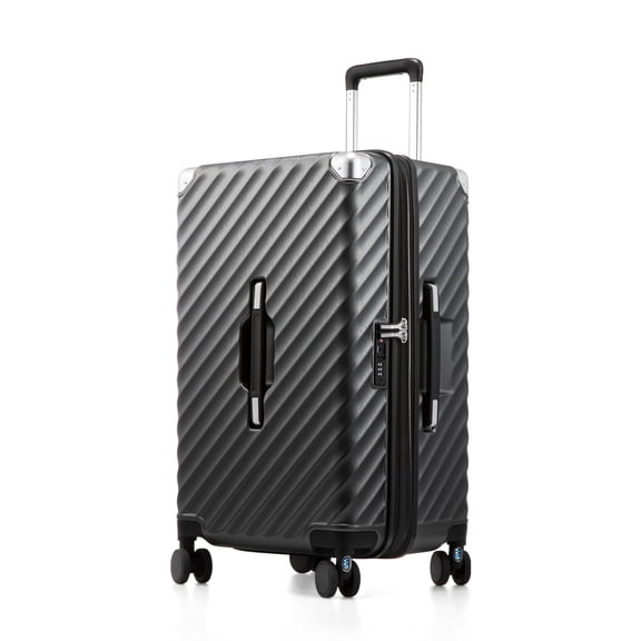 24inch Trunk Style Expandable Luggage, Hardside Polycarbonate Spinner Suitcase with TSA Lock, Charcoal Metallic