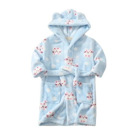 

SXcggal Toddler Kids Baby Boys Girls Cartoon Bathrobes Hooded Warm Flannel Night-Robe Sleepwear Pajamas Cute Children Leisure Kids Sleepwear